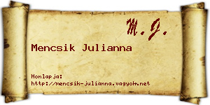 Mencsik Julianna névjegykártya